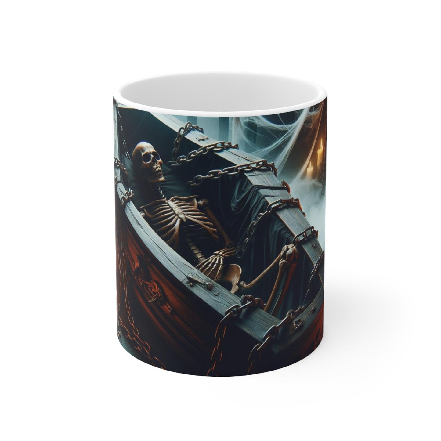 Halloween Coffin Mug, Skeleton Ceramic Cup, Gothic Tea Mug, Spooky Coffee Mug, Halloween Decor, 11oz 15oz 20oz