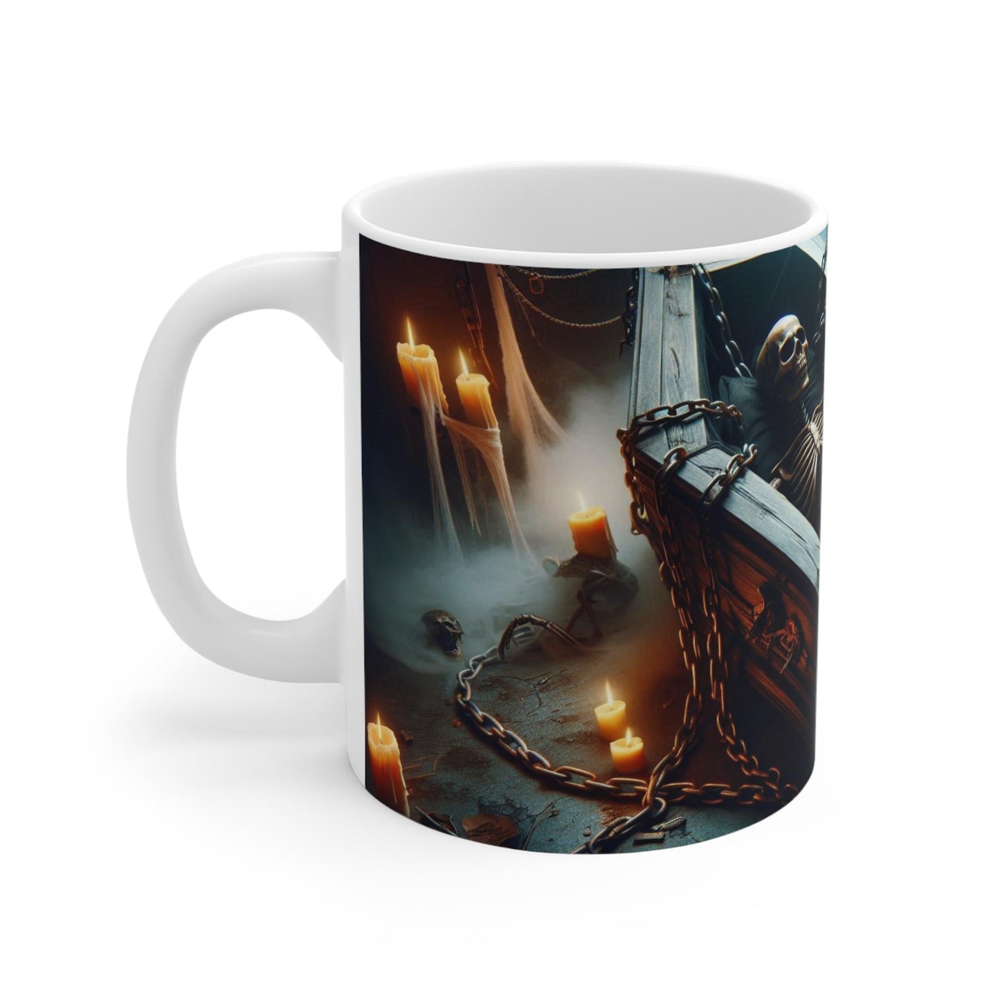 Halloween Coffin Mug, Skeleton Ceramic Cup, Gothic Tea Mug, Spooky Coffee Mug, Halloween Decor, 11oz 15oz 20oz