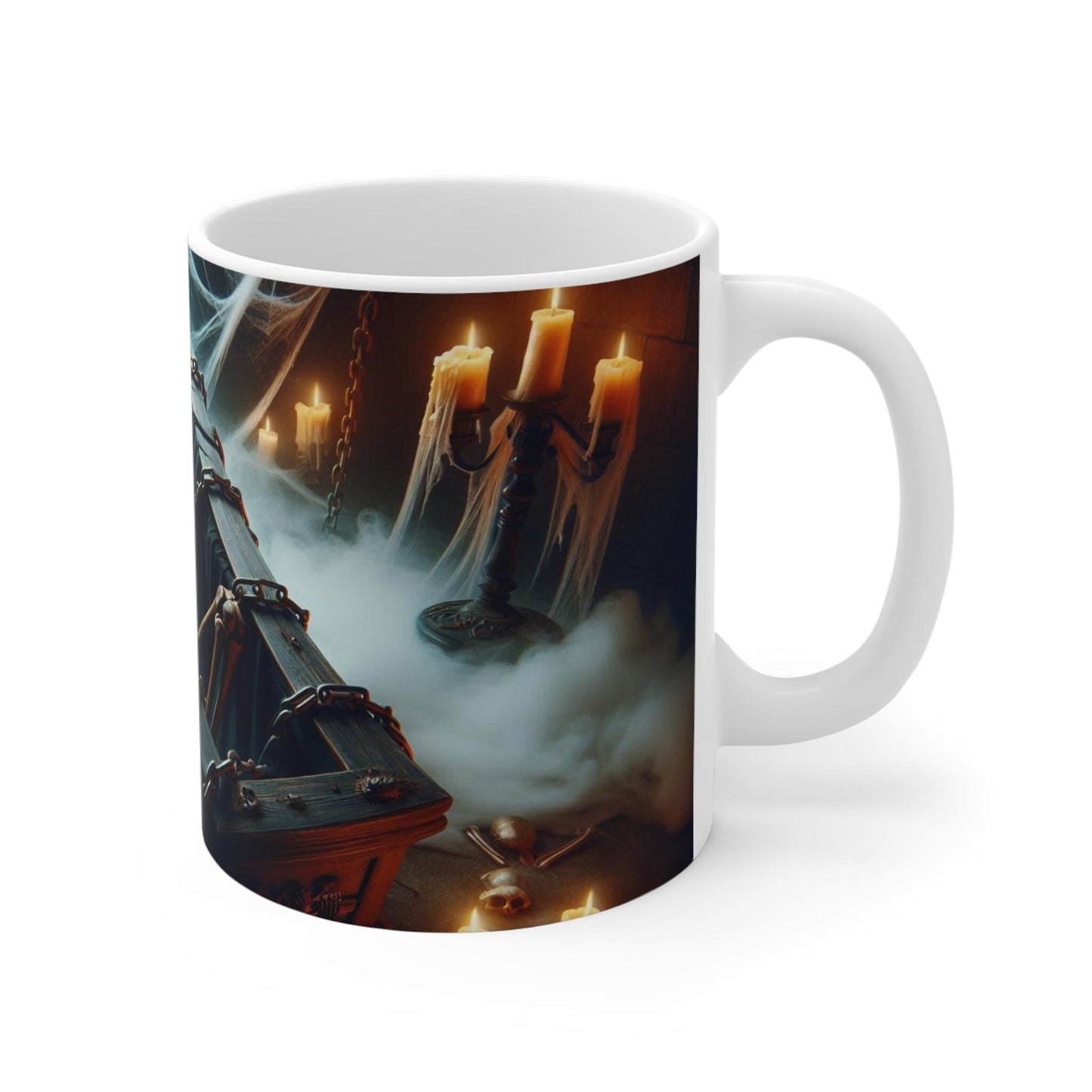 Halloween Coffin Mug, Skeleton Ceramic Cup, Gothic Tea Mug, Spooky Coffee Mug, Halloween Decor, 11oz 15oz 20oz